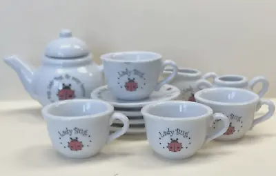 Schylling Mini Miniature Porcelain Tea Set- 12 Piece Red Lady Bug Fly Away Home • $16