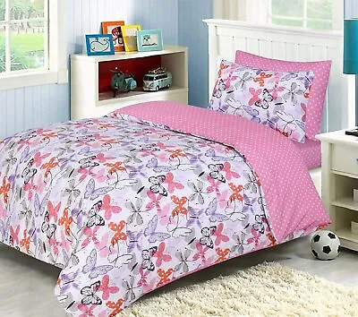 £12.99 • Buy 100% Cotton Kids Children Duvet Covers With Matching Fitted Sheet Full Bed Sets