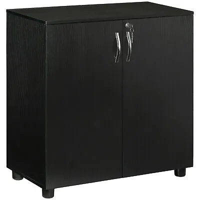 Vinsetto 2-Tier Locking Office Storage Cabinet File Organisation W/ 2 Keys Black • £65.99