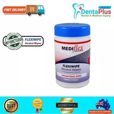 ANTI-BACTERIAL 70% ALCOHOL WIPES 75 WIPES MEDIflex Isopropyl Sanitise Surface • $7