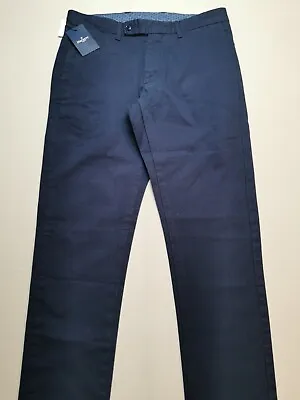 HACKETT LONDON Mens Size 30R Dyed Blue Chinos (BNWT) 100% Cotton Made In Japan • £45