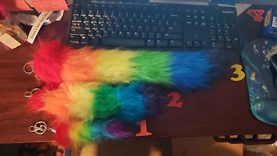 Rainbow Pride Faux Foxtail Keychain Accessory  • $14.75