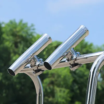 2X Fishing Rod Holder Adjustable Clamp-on 1-1/4  - 2  Rail 316 Stainless Steel • $55.34