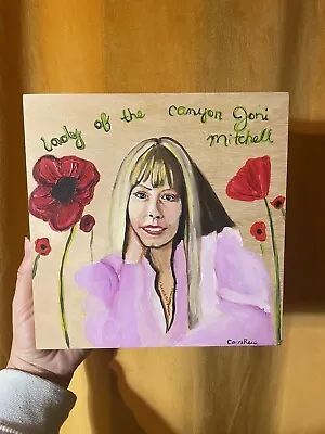 Joni Mitchell SIGNED RARE ORIGINAL ACRYLIC PAINTING ON WOOD NEW ART SMALL • $175