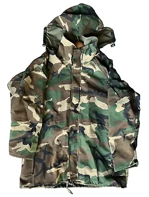 US ARMY Cold Weather GORE-TEX Camouflage Large PARKA Shell PTFE Ecwcs Military • $69.99