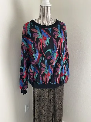 Vintage USA Top Notch 80's 90's Artsy Womens Sweater Oversized Floral Funky • $26.99