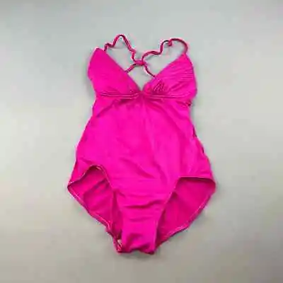 Vintage Pink One Piece Swimsuit Bikini Womens 13/14 XL Seascapes Made In USA 70s • $11.20
