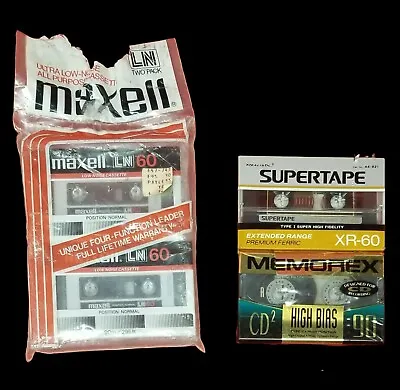 🔴 New 2 Maxell LN 60 Memorex CD2 High Bias Realistic Supertape XR 60 Cassette⛔ • $26.88