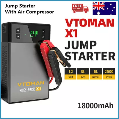 $169.99 • Buy Jump Starter With Air Compressor 2500A Battery Starter W/100PSI Car Charger 12V 