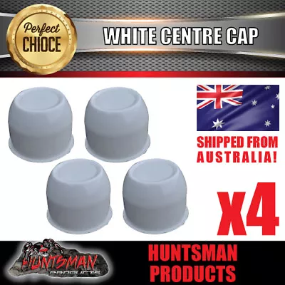 4x White Rim Cap 74mm Center To Suit Trailer Camper Ht Steel Wheels Early Holden • $42