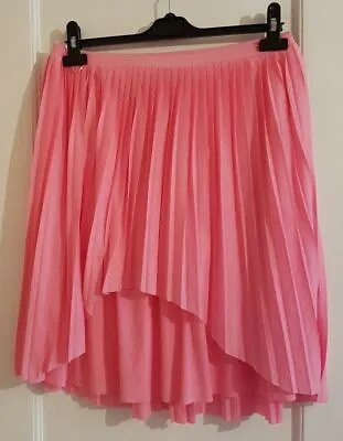Be Beau Size 10 Bright Pink Pleated Mullet Hem Skirt F4 • $9.93