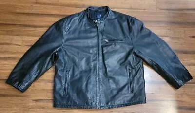 Gap Vintage Y2K Mens Genuine Black Leather Moto Jacket Men Size X-Large      • $105