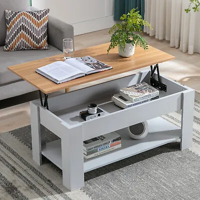 Coffee Table With Storage Lift Top Up Drawer Shelf Wooden Living Room Furniture • £55.99