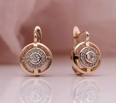 18k Rose Gold Filled Circle Hoop Earrings Made With Swarovski Crystal Gift Gf51 • £8.99