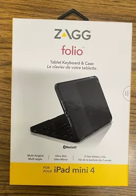 $12 • Buy ZAGG Folio Case Hinged Bluetooth Keyboard For Apple IPad Mini 4 In Black