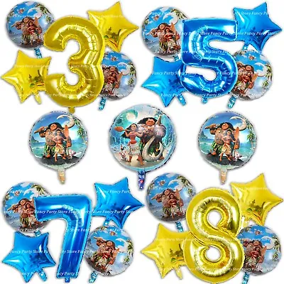 Disney Moana And Maui Birthday Balloons Princess Party Decorations Number Helium • £8.79
