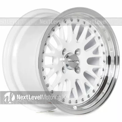 Circuit CP21 15x8 4-100 +25 White Wheels Fits Mazda Miata MX5 NB NA BMW E30 Mesh • $467.99