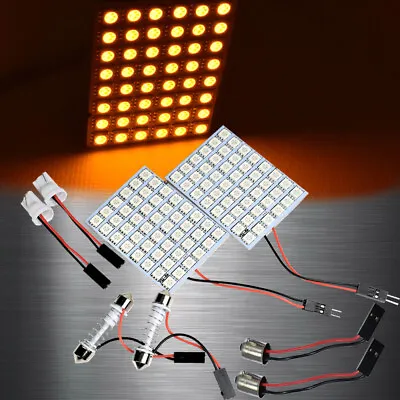 Amber 48 LED Lamp Dome Roof Light Panel T10 Festoon BA9S Adapter W1 S T JP • $26.80