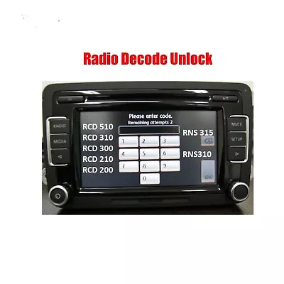 Vw Audi Radio Code Unlock Vw Rcd310 Rcd510 Codes Decode Rns310 315 Fast Service • £4.74