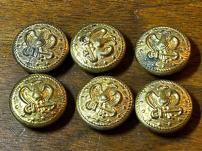 Vintage Lot Of 6 Brass Older -unmarked Military Buttons 3/4  • $20.99