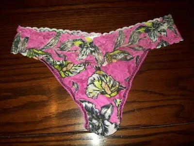 NWT HANKY PANKY ORIGINAL RISE STRETCH LACE THONG PANTIES 3E1182 PMULT OS 1 Sz • $30.39