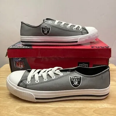LAS VEGAS RAIDERS Gray/White FOCO NFL  Low Top Sneakers  Shoes (Men's Size 8) • $34.99