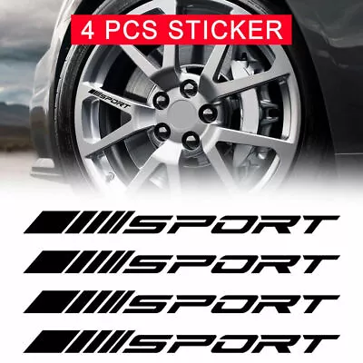 4x Car SPORT Sticker Wheel Rim Racing Sport Sticker Reflective Black Accessories • £3.19