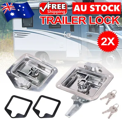 $32.85 • Buy 2X T Handle Trailer Locks Tool Box Keys Stainless Steel For Caravan Camper Truck