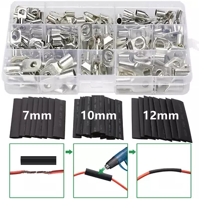 240Pcs Copper Tube Terminals Battery Welding Cable Lug Ring Crimp Connectors Kit • £8.95