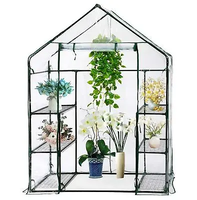 £34.89 • Buy New Walk In Greenhouse PVC Plastic Garden Grow Green House With 4 Shelves