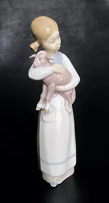 Lladro 1010 GIRL WITH LAMB Sheep Kid Retired 1993 - 8.75 Inch • $54.50