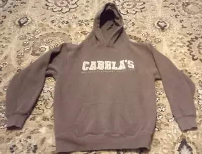 D72) Cabela's Hooded Sweatshirt Hoodie Long Sleeve Medium Large Brown Nice Used • $13.98