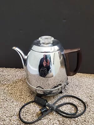 Vintage GE Stainless Steel Percolator Tested With  Cord Works Missing Basket Lid • $29