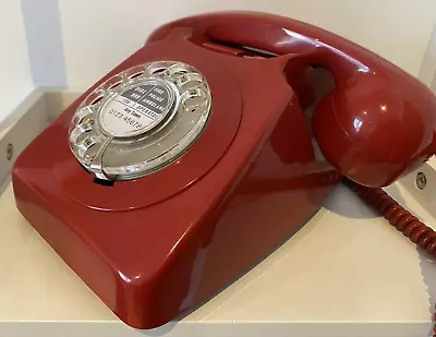 Original Vintage Retro 1970's GPO 746 Rotary Dial Red Telephone Restored • £54.99