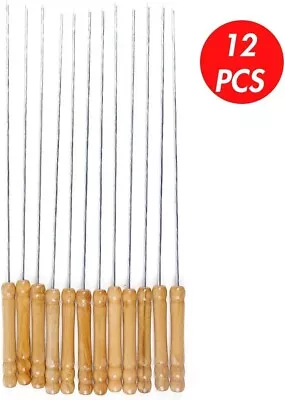 Stainless Steel Flat 12  Long Kabob Skewers Barbecue Grilling BBQ Camping 12 Pcs • $12.99