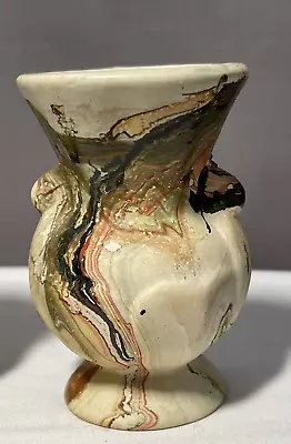 Vintage Morton Pottery End Of Day Multicolor Swirl 3.5  Urn Vase Earth Tone • $23