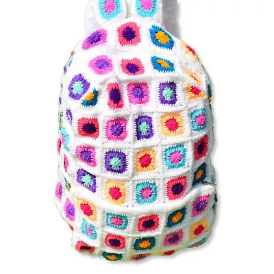 VEDI ARTISTRY Crochet Multi Color Granny Square Backpack • $70