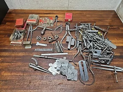 K124- Vintage MACHINIST TOOLS & Parts MACHINIST BOX CONTENTS - Starrett Etc • $24.50