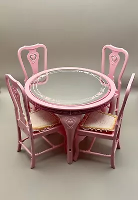 Vintage 1984 Mattel Barbie Sweet Roses Round Mirrored Dining Table & 4 Chairs • $19.99
