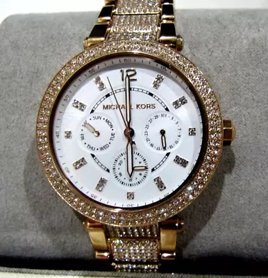 $119.99 • Buy Michael Kors MK6760 Parker Multifunction Rose Gold Ladies Chrystal Watch NWT$350