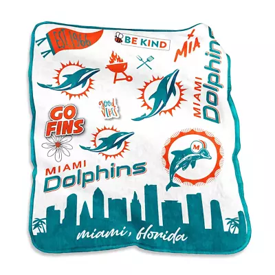 Miami Dolphins NFL 50'' X 60'' Native Raschel Throw Blanket-F52824801 • $62.95