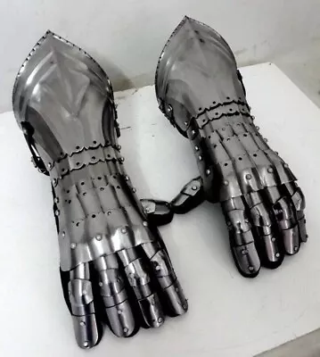 18GA Steel Medieval Knight Late Gothic Finger Gauntlets Armor Gloves SCA • $79