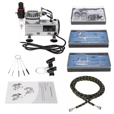 KKmoon  Professional 3 Airbrush Kit With  Compressor Hobby T0G2 • $189.59