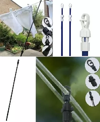 2.4M Extendable Heavy Duty Line Prop Telescopic Washing Line - Clothes Prop Pole • £11.99