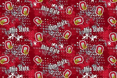 Ohio State University Buckeyes Cotton Fabric Splatter Print-Sold By The Yard • $17.99