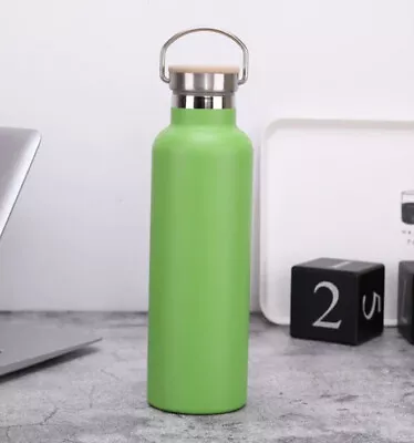 25oz Stainless Steel Insulated Water Bottle Leak Proof Bamboo Lid Handle • $13