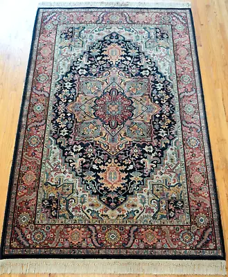 MINT AUTHENTIC ORIGINAL KARASTAN# 700-701 NAVY HERIZZ WOOL AMERICAN RUG 5'9 X9' • $1120