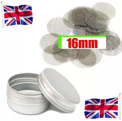 Tin Of 75 Steel Pipe Screen Filter Gauze Metal Bong Shisha Hookah Case 1.6 16mm • £7.31