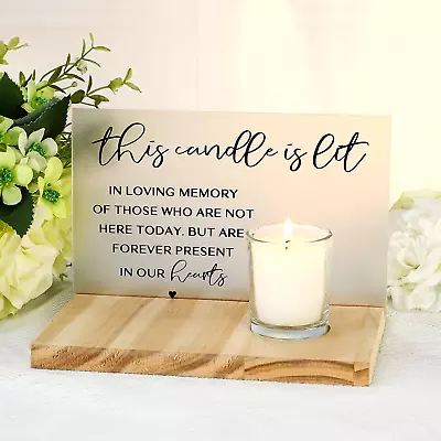 3 Pcs Sympathy Gifts Memorial Candle Acrylic And Wooden In Loving Memory Wedding • $31.99