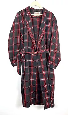 VTG 50s STATE O MAINE Quincy Illinois  MEN'S PLAID LOUNGE DRESSING GOWN ROBE Med • $59